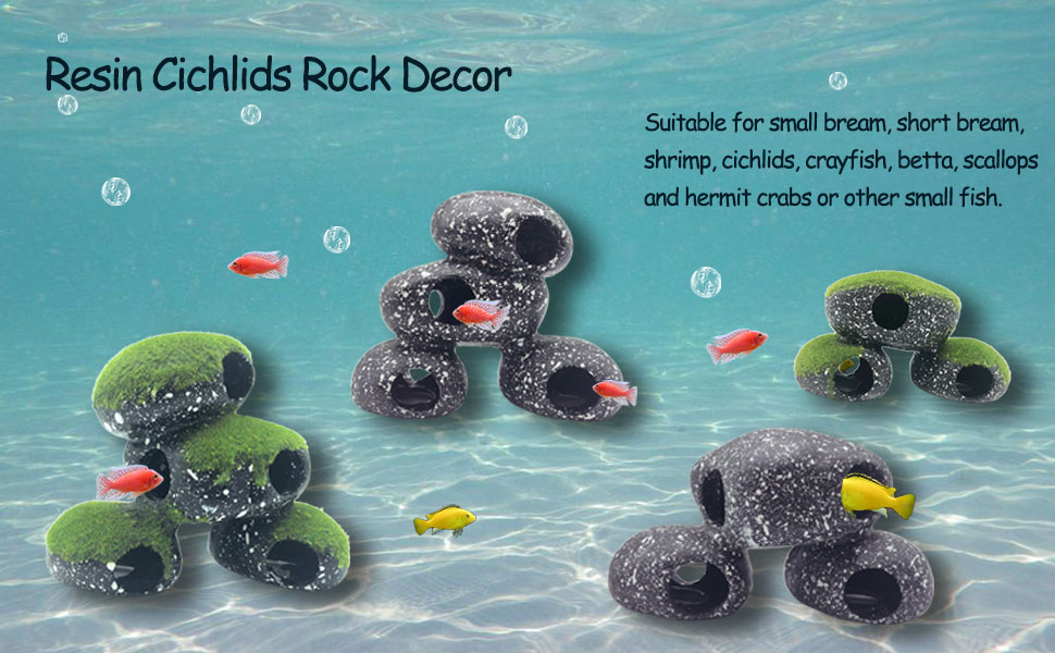Resin Cichlids Rock Decor