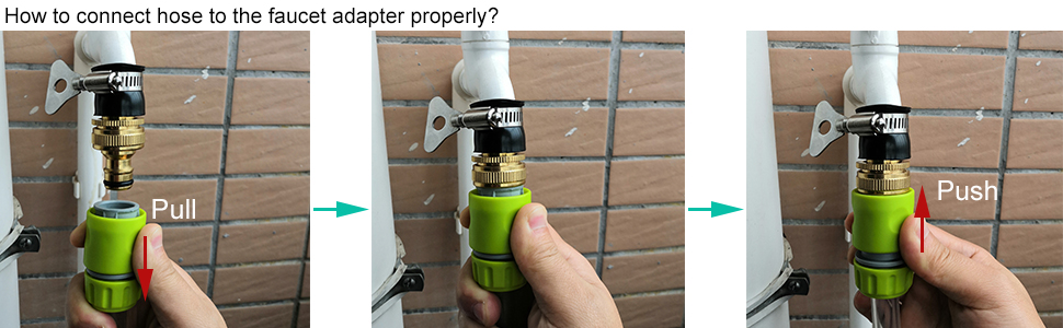 How to connect hose to the faucet adapter