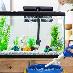 Aquarium Fish Tank Cleaning Kit Tools Algae Scrapers Set 5 in 1 Gravel Cleaner Siphon Vacuum 