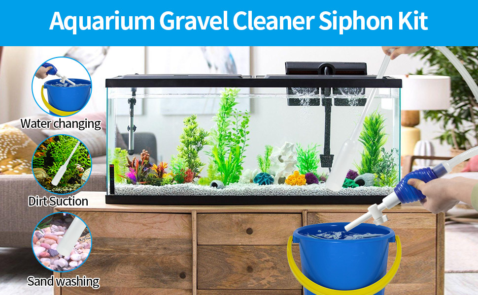 Gravel Vacuum for Aquarium Aquarium Siphon Aquarium Vacuum with Priming Fish Tank Cleaner Vacuum 